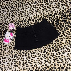 black vintage pleated mini skirt